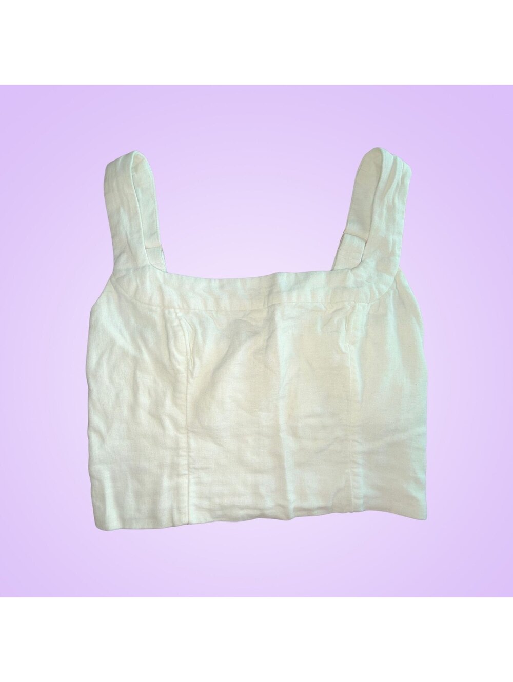 Abercrombie & Fitch White Square Neck Cropped Tank Top XS